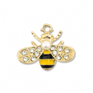 Breloques en métal émaillée abeille Doré-jaune-noir