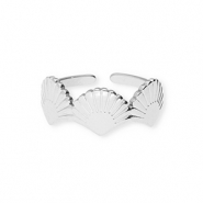 Bagues en acier Inox coquillages Argent&eacute;
