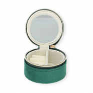 Bo&icirc;te &agrave; bijoux de voyage avec miroir rond Vert &eacute;meraude