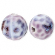 Perles en c&eacute;ramique 15&nbsp;mm avec &agrave; pois Violet-bleu