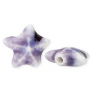 Perles en c&eacute;ramique &eacute;toile de mer Violet-bleu