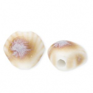 Perles en c&eacute;ramique coquillage Blanc cass&eacute;-marron clair
