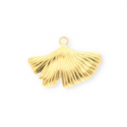 Breloques en acier Inox feuille de Ginkgo Dor&eacute;