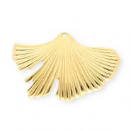 Breloques en acier Inox feuille de Ginkgo Dor&eacute;