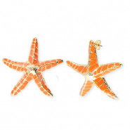 Boucles d'oreilles&nbsp;/&nbsp;puces tendance &eacute;maill&eacute;e &eacute;toile de mer avec tige en acier inoxydable Dor&eacute;-orange