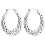 Boucles d'oreilles / créoles accroche-regard torsadé avec tige en acier inoxydable Argenté