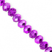 Perles à facettes 12x9 mm disque Heishi Violet foncé-pearl shine coating