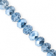 Perles à facettes 12x9 mm disque Heishi Bleu-pearl shine coating