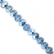 Perles &agrave; facettes 8x6&nbsp;mm disque Heishi Bleu-pearl shine coating