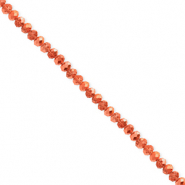 Perles &agrave; facettes 3x2&nbsp;mm disque Heishi Orange corail-pearl shine coating