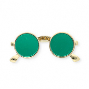 Broches lunettes de soleil avec strass Dor&eacute;-vert