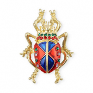 Broches scarab&eacute;e avec strass Dor&eacute;-rouge-bleu-vert