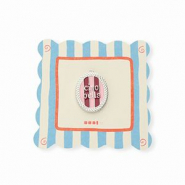 BY31&reg; Breloques en laiton Eco-brass avec &eacute;maill&eacute;e ovale Ciao bella"" Argent&eacute;-rose clair-rouge