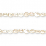 TQ Perles d’eau douce nugget rond 6-7x5 mm Blanc naturel
