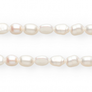 TQ Perles d’eau douce nugget ovale 5-6 mm Blanc naturel