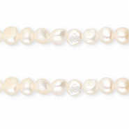 TQ Perles d’eau douce nugget rond 7-8 mm Blanc naturel