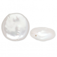 TQ Perles d’eau douce plates et rondes Blanc naturel
