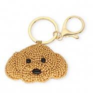 Porte-cl&eacute;s chien Dor&eacute;-marron clair-noir