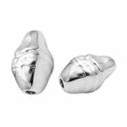 Perles en m&eacute;tal DQ ovale Argent&eacute; antique (sans nickel)