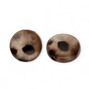 Perles acryliques rondelle avec imprimé léopard Marron transparent-marron foncé