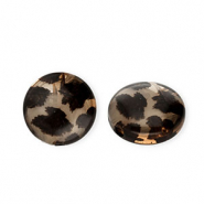 Perles acryliques rondelle avec imprimé léopard Marron clair transparent-marron foncé