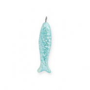 Breloques en céramique DQ® grecque sardine Bleu turquoise