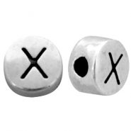 Perles alphabet en m&eacute;tal DQ lettre X Argent&eacute; antique (sans nickel)