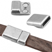 Fermoir aimanté en métal DQ (pour cuir DQ plat 10mm) Argenté antique (sans nickel)