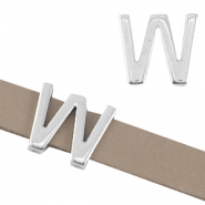Poussoir en m&eacute;tal DQ lettre "W" &Oslash;10.3x2.3mm argent&eacute; antique (sans nickel)