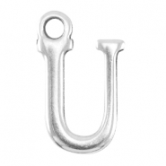Perles alphabet en métal DQ lettre U argenté antique (sans nickel)