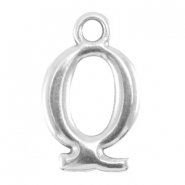Perles alphabet en métal DQ lettre Q argenté antique (sans nickel)