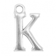 Perles alphabet en métal DQ lettre K argenté antique (sans nickel)