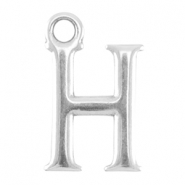 Perles alphabet en métal DQ lettre H argenté antique (sans nickel)