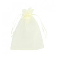 Sachet à bijoux en organza 10x13cm jaune clair