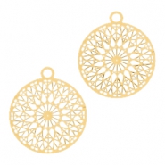 Pendentifs bohèmes rond avec anneau 13mm doré