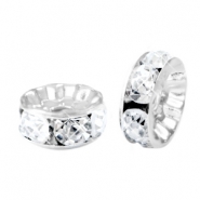 Perles strass rondelle 8mm argent&eacute;-cristal