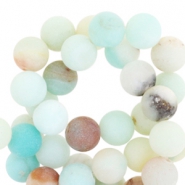 Pierres naturelles Calcédoine (Quartz) 8mm mat Turquoise multicolore
