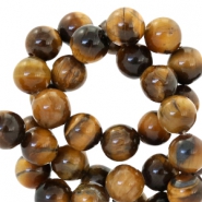 Pierres naturelles Oeil de tigre 6mm marron