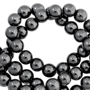 Perles hématites rond 6mm gris anthracite