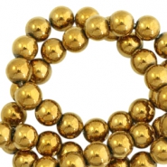 Perles hématites rond 4mm doré