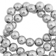 Perles hématites rond 4mm gris clair