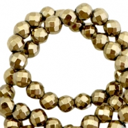 Perles hématites facettées rond 4mm doré antique