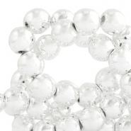 Perles hématites rond 6mm revêtement métallique argenté