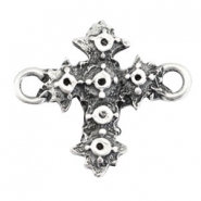 Breloques en métal TQ connecteur/serti croix argenté antique
