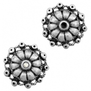 Breloques en métal TQ fleur avec serti pour Swarovski SS24 argenté antique