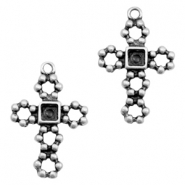Breloques en métal TQ croix avec serti argenté antique