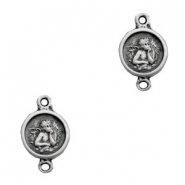 Breloques en métal TQ connecteur rond ange argenté antique