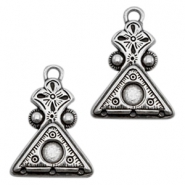 Breloques en métal TQ triangle avec serti + 3 œillets argenté antique