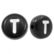 Perles acryliques alphabet lettre T noir