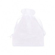 Sachet à bijoux en organza 9x12cm blanc